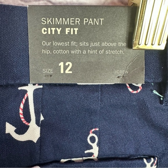 NWT J. Crew factory nautical Anchor Print skimmer pant city fit sz 12 navy - Picture 3 of 10